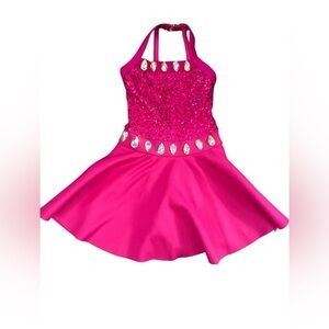Weissman Fuchsia Dance Costume with Sparkling Accents Glam SC Small Child Size